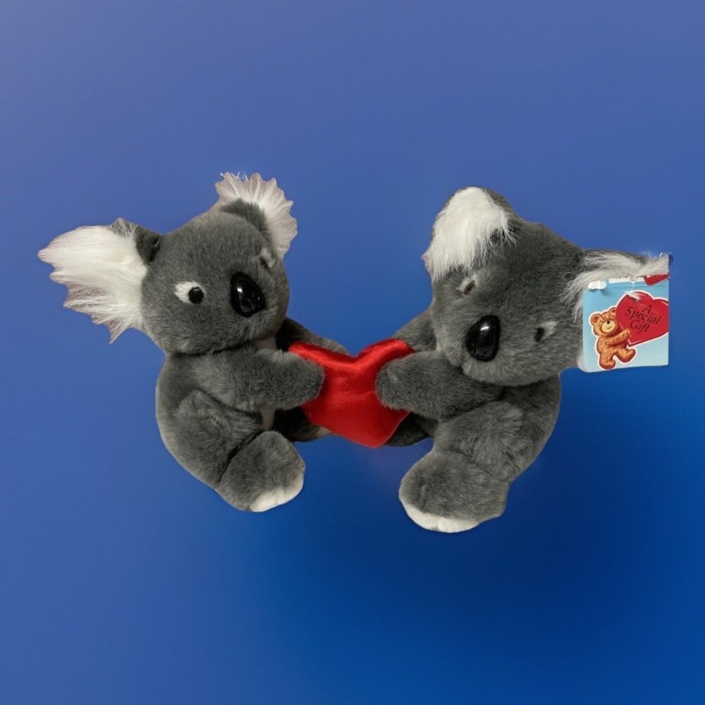 VTG Rare Fiesta Koala Bears Heart Valentines Plush Stuffed Animal Toy